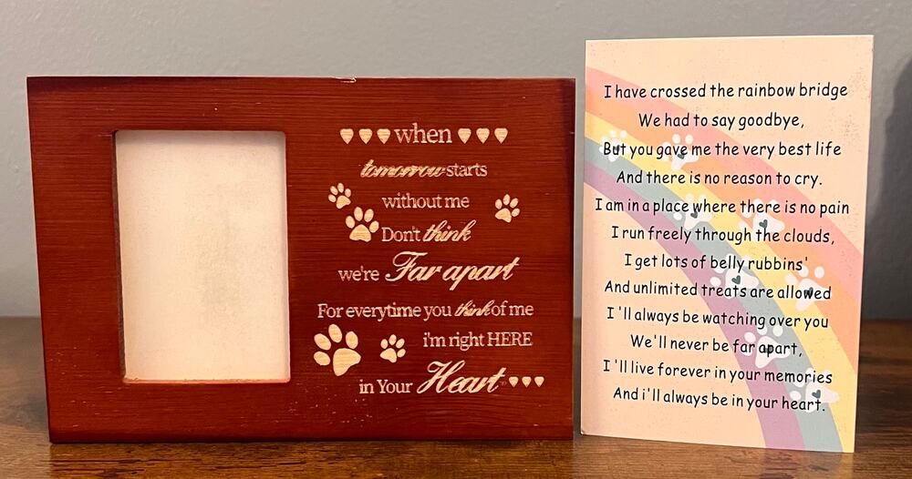 Pet Memorial Keepsake Box Photo Frame Rainbow Bridge Dog Cat Sympathy Gift